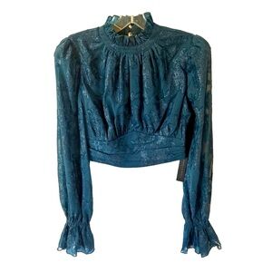 HOUSE OF HARLOW 1960 Green Silky Blouse